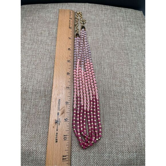 New Talbots Sunny Layered 4 Strand Beaded Pink and Gold Necklace Signed - Picture 6 of 8